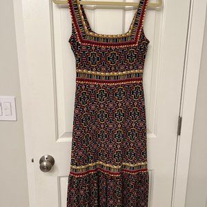BCBG Mid Length Black Multi Color Dress Size XXS